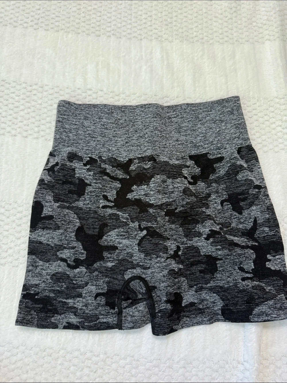 SHEIN Gray Camo High-Waist Bike Shorts